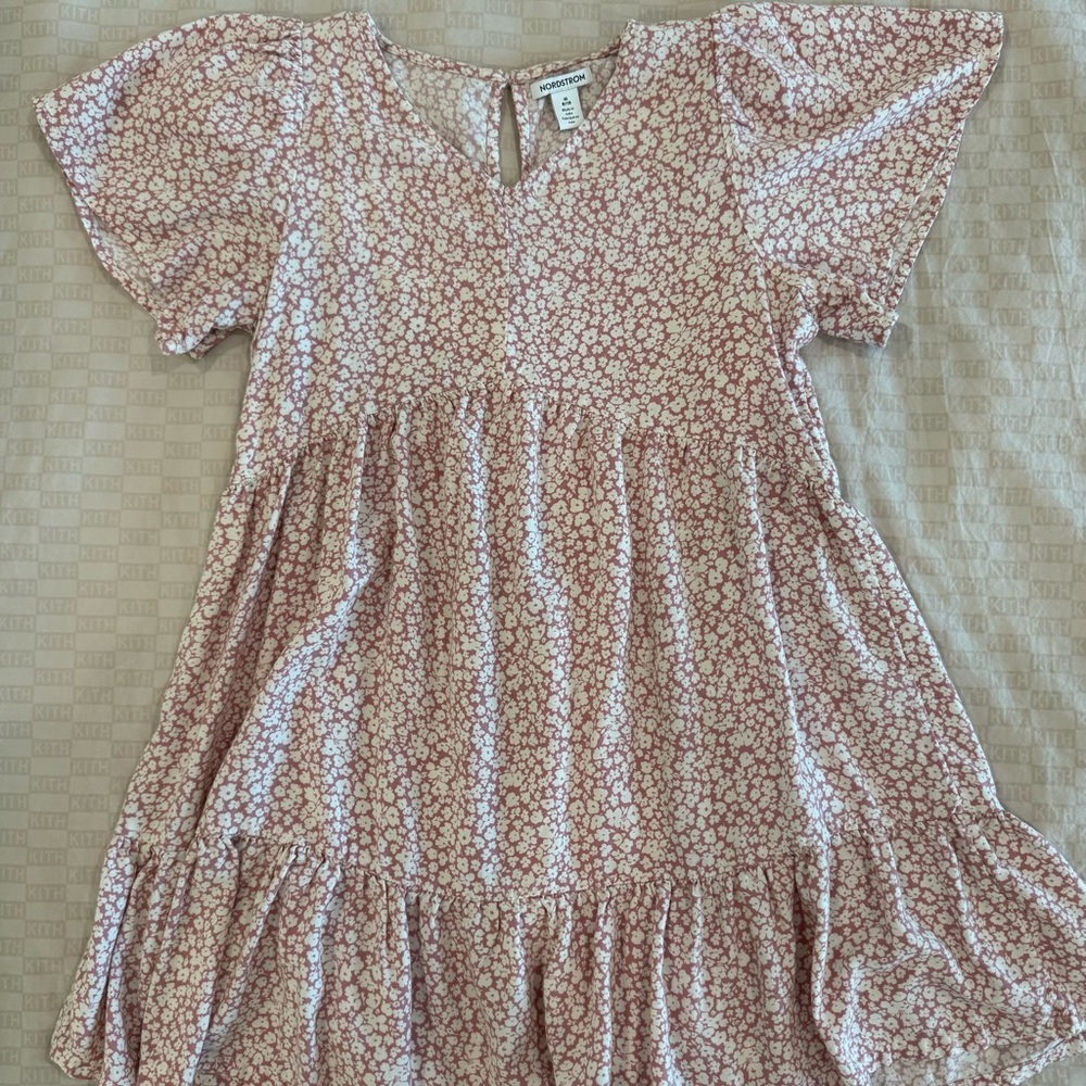 Nordstrom Pink and Cream Floral Girls M (8-10) Dress